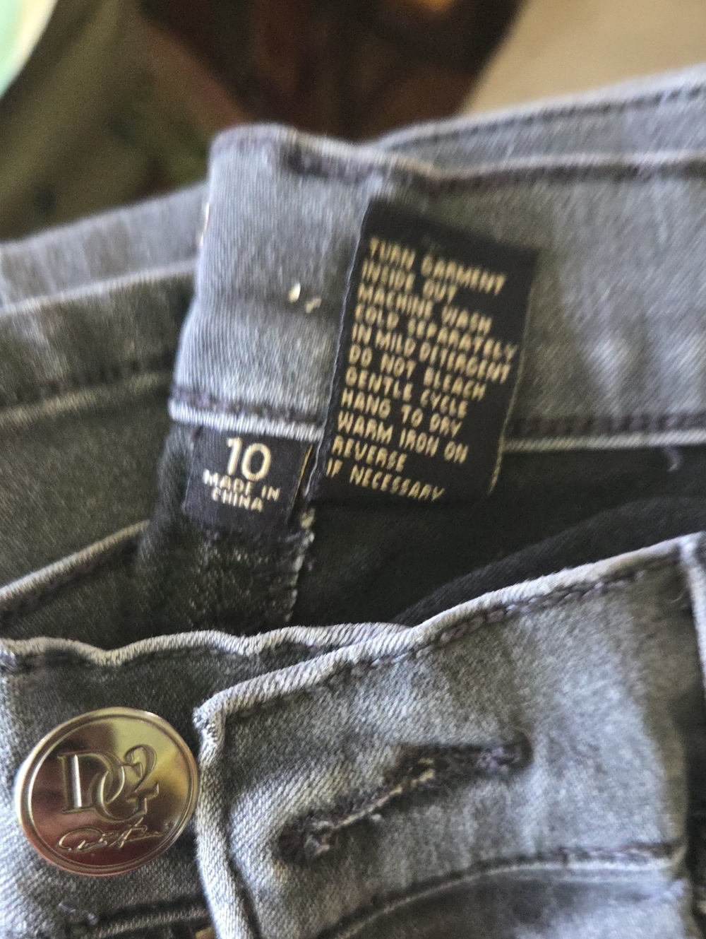 Dark Wash Jeans with D2 Logo Button - Size 10
